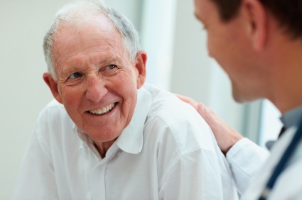 Senior citizen with a dental bridge from Alexandria dentist